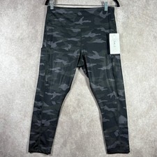 Athleta Camo Contender 7/8 Leggings Womens 1X Black Running Pockets Gym NEW