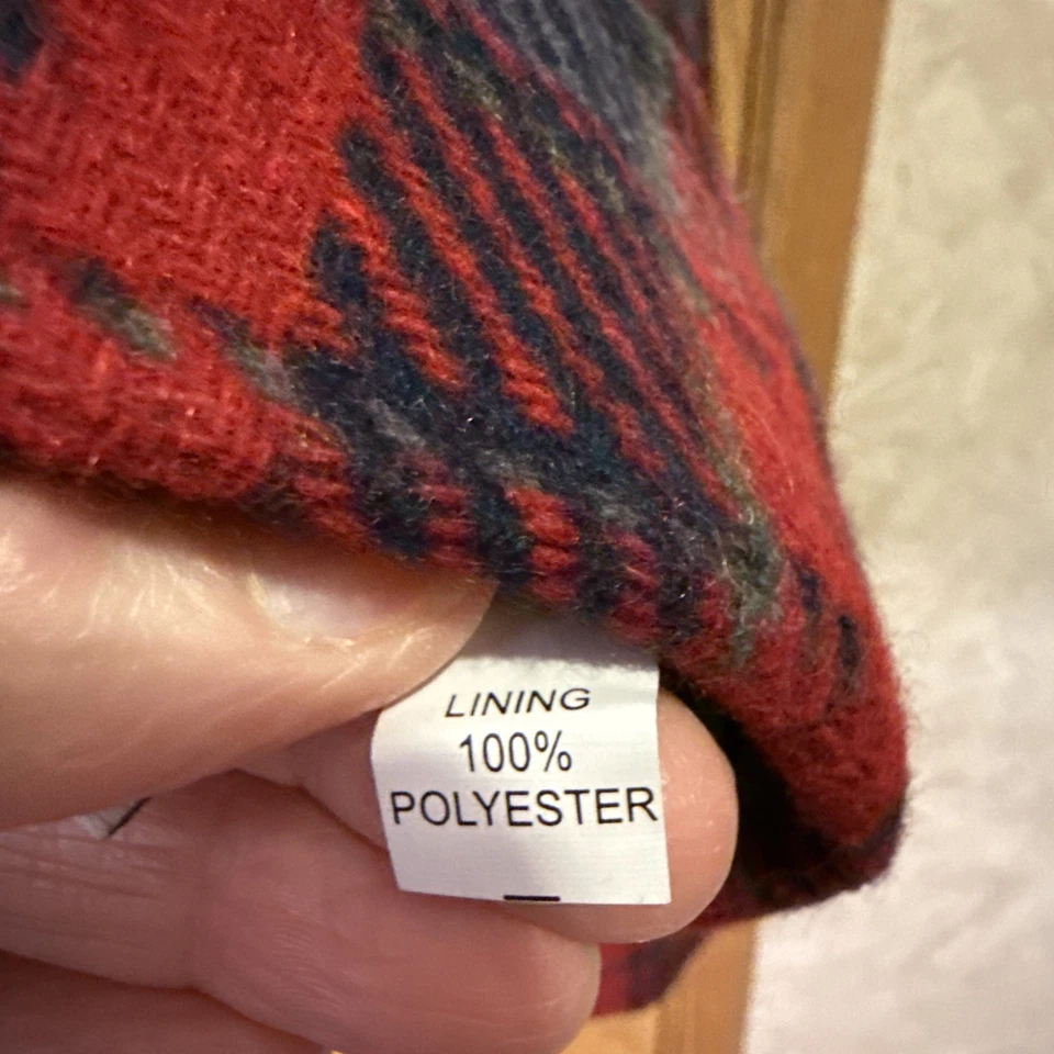 女式相对论尺寸大号红色格子豌豆外套 11% 羊毛赢家夹克 — 第 3/4 张图片