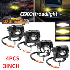4x 3'' LED Work Light Bar Spot Flood Pods Off Road Truck Fog Lights Yellow White