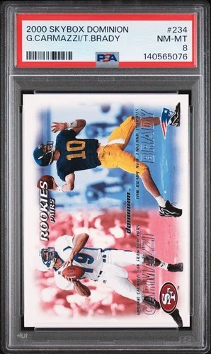 2000 SKYBOX DOMINION TOM BRADY GIOVANNI CARMAZZI #234 ROOKIE RC PSA 8 NM-MT
