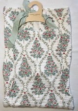 LAURA ASHLEY CHEF APRON CLARA TRELLIS GREEN RED TREES 36 X 27 COTTON GAUZE NWT