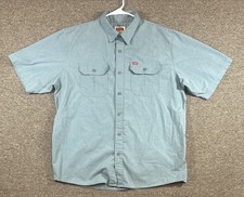 Wrangler Work Shirt Button Up Short Sleeve Pocket XL Olive Green READ