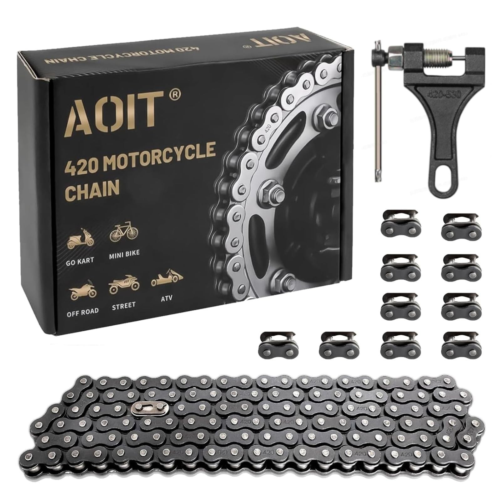420 Motorcycle Chain 132 Links - 420 for 50 70 90 110 125cc 132