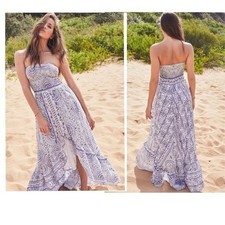 Anthropologie JAASE Strapless Ruffle Hem Dress Skirt Boho Prarie