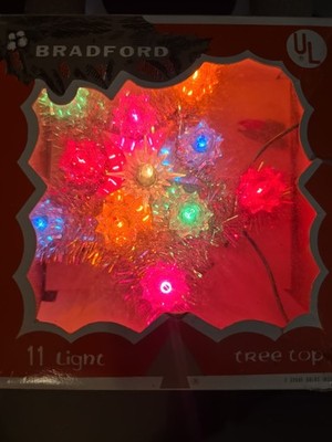 VTG Bradford Lighted Tinsel Star Christmas Tree Topper in Box Works