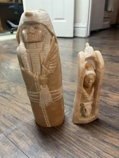 ￼ Tribal Indian Stone Statues, Unknown Stone  Set Carved Cream Colored ￼