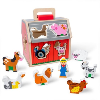 Melissa & Doug Spielzeugscheune aus Holz zum Mitnehmen, 11-teiliges tragbares Kleinkind-Spielset mit