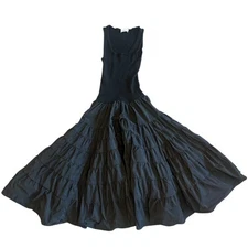 Meimeij Black Sleeveless Fit N Flare Dress Full Skirt Scoop Neck Size 40 Large