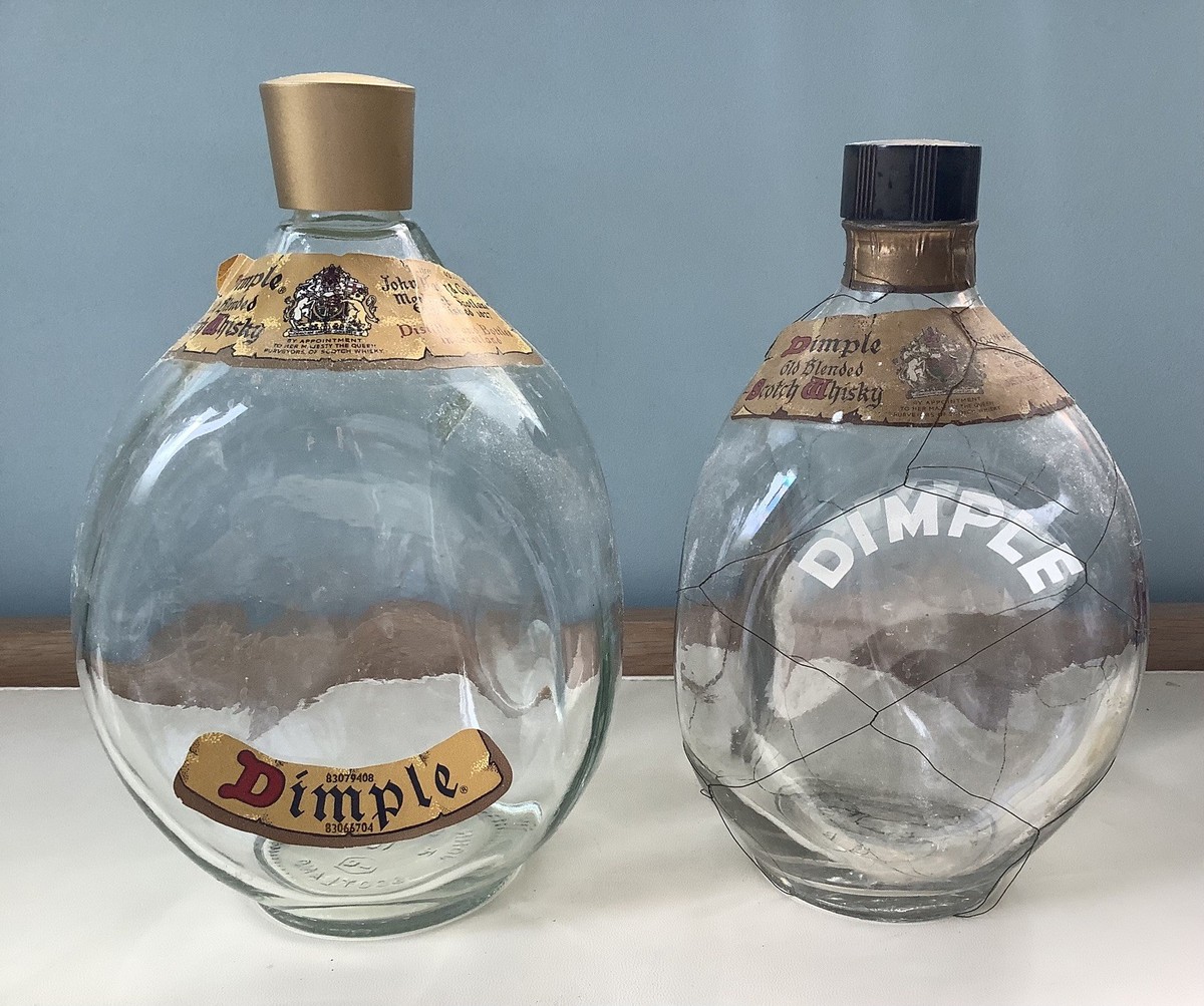 VTG x2 Dimple Old Blended Scotch Whisky Empty Bottle John Haig Bar