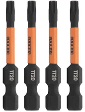 TORX T20 Tamper Proof Security Bits - 2 Inch, 1/4 Inch Hex Shank, S2 Steel Ta...