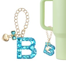 Letter Charm for Stanley Tumbler Cup, Bow Heart Initial B Letter Charm, Blue