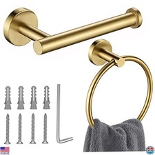 Elegant Gold Toilet Paper  Towel Ring Set - 2-Piece SUS304 Stainless Steel