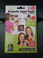 Itech Magnetic Inkjet Paper 4 x 6" Gloss 4 Sheets Photo Fridge Magnets DIY New