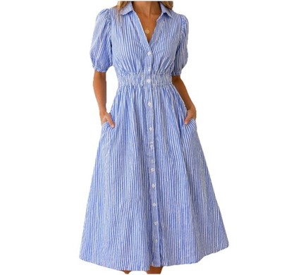 Lilly Pulitzer Midi Dress Women 0 Oxford Blue White Tassie Cotton Preppy Stripes