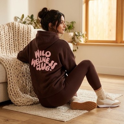 WILO The Label Wellness Club Active Set size M Brown Hoodie Legging Travel NWT