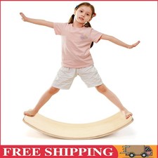 33 Inch Wooden Wobble Balance Rocker Board Open Ended Learning Toy Natural NEW
