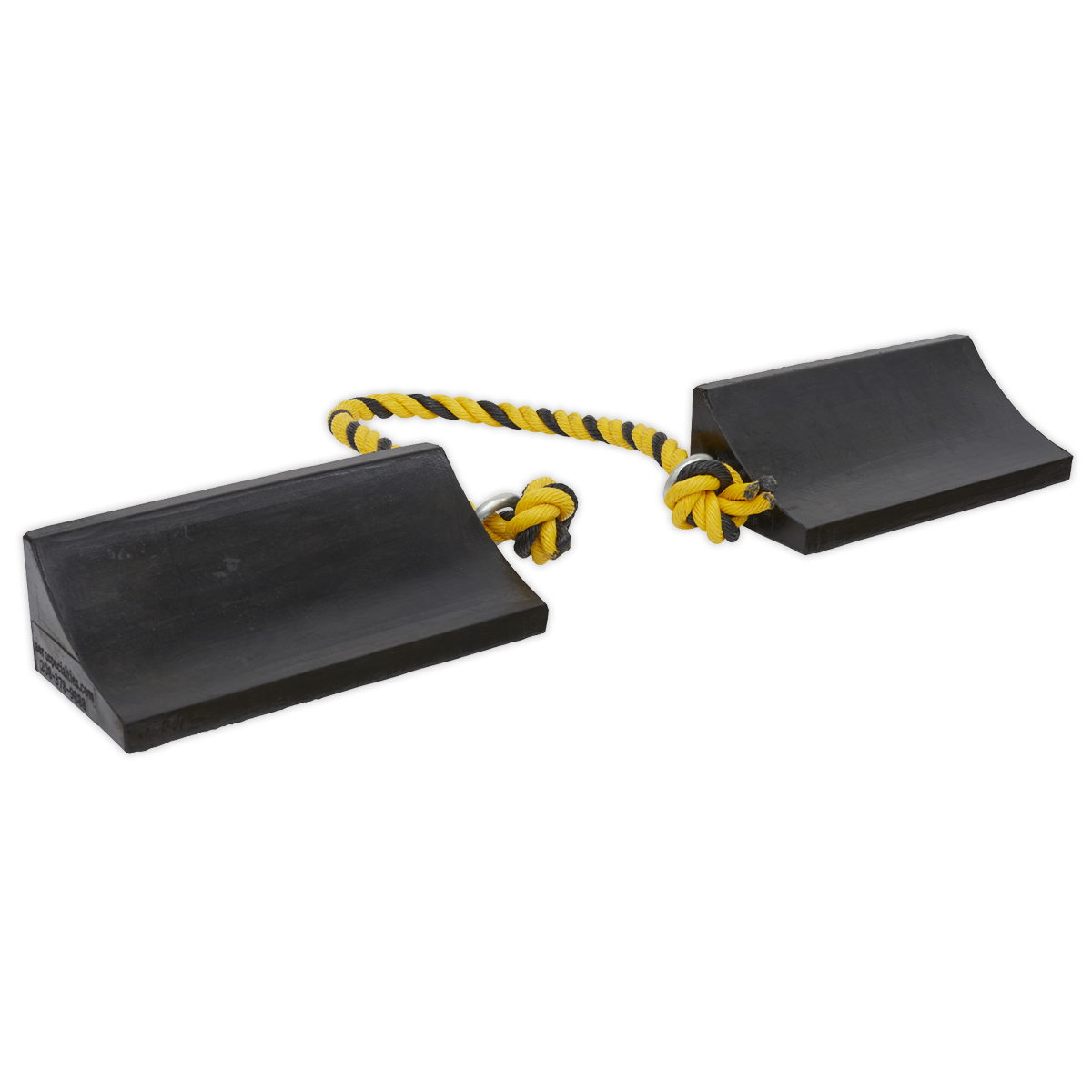 Sealey Rubber Wheel Chocks With 550mm Sturdy Rope Heavy Duty Pair Black WC16