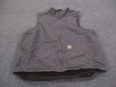 Carhartt Vest Jacket Mens 3XLT Gray Loose Fit Canvas Heavy Duty