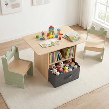Wooden Toddler Activity Table Set Kids Table and Chairs Set