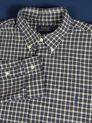 Polo Ralph Lauren Classic Fit Men's Blue Plaid Button-Down Shirt XL