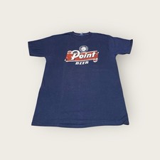 Vtg 70s Point Beer T-Shirt Adult Size L Stevens Point Brewery Blue Short Sleeve