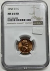 1950-D Lincoln Wheat Cent / Penny 1c NGC MS64 RD Red