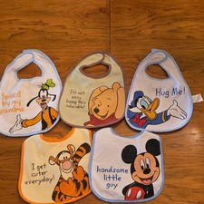 Disney Lot of 5 Multicolor Bibs Mickey Friends
