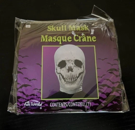 Fun World Halloween Horror Skull Skeleton Stocking Mask, White, One-Size - Image 2 of 4