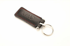 Leather Keychain Black Oem-inspired Premium Key Ring For All Audi Models