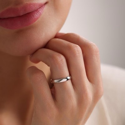14K White Gold Vermeil Dome Wedding Band - 2mm, 3mm, 4mm, 5mm Domed Ring