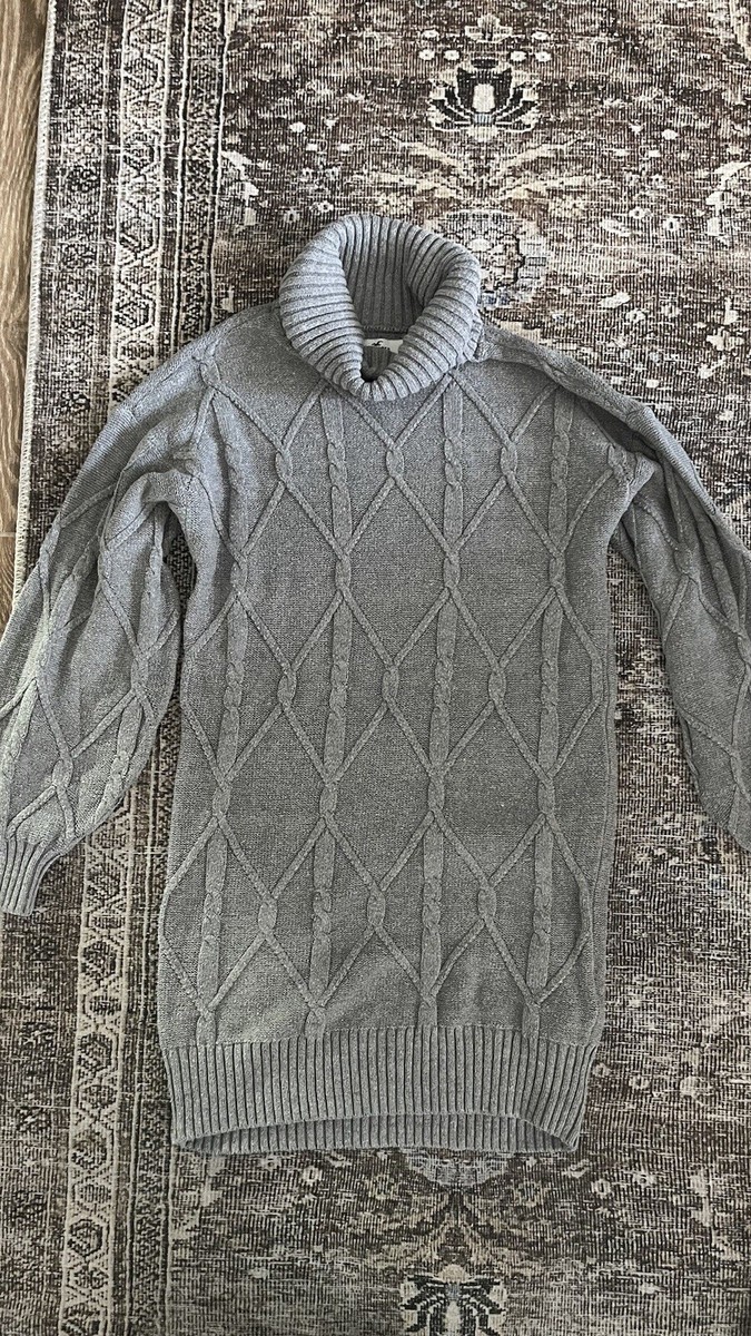 hollister grey sweater dress Women's XS Gray Turtle Neck Cable Knit Swatch collection:toldo-dress