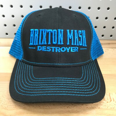Brixton Mash Destroyer BMD Bourbon & Rum Blend Black & Blue Trucker Hat Cap EUC