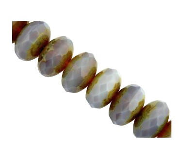 10 Opal Lilac Stone Fire Polish Czech Glass 17mm Big Rondelle Focal Beads