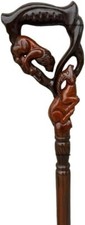 Wooden Lion and Gazelle Covered Handle Walking Stick Cane for Men and Women Best