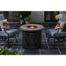 40000 BTU Patio Heater 35.04in Black Steel Propane Fire Pit with Fire Glass