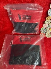 2 NIP Sets Collapsible Pet Bowls with Holders & Carabiners Red Black Paw Prints
