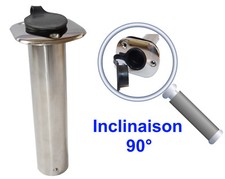 Porte Canne Angle 90° à Encastrer inox 316 avec Protection