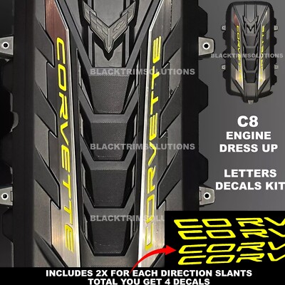 Fits 20-2024 Chevy Corvette C8 Letters Engine Cover Decals 2020 2021 ...