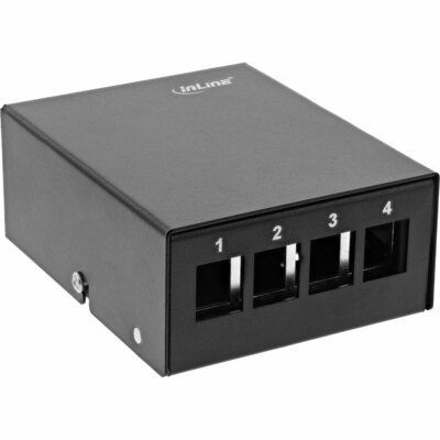 InLine  Patchfeld-Dose Aufputz für 4x Keystone RJ45 Metall schwarz RAL9005