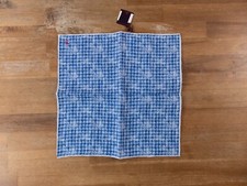  NO CUSTOMS TAX ISAIA Napoli blue  white houndstooth print linen pocket square