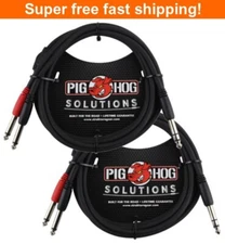 2 Pack Pig Hog PYIC06 Solutions 1/4" TRS Stereo M to Dual 1/4" Mono M Insert 6ft