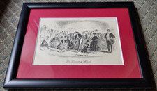 Framed Antique 1800s Dickens Bleak House Phiz "The Dancing School" Illustration