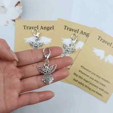 Guardian Angel Travel Clip Charm Bag Keyring Keychain Handcrafted Handmade gift
