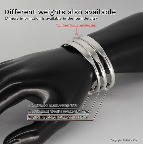 Heavy Weight Soild ID Torque Bangle Bracelet✔️Free Engraving✔️925Silver✔️Quality - Picture 7 of 13