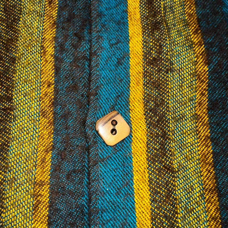 Camisa anos 1960 lã manga curta listrada madeira botão para baixo anos 60 anos 70 Rockabilly - Imagem 3 de 4