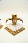 Vintage Brass & Marble Buffet Set Bowl w/ Matching Candle Stick Holders Ormolu — photo 9
