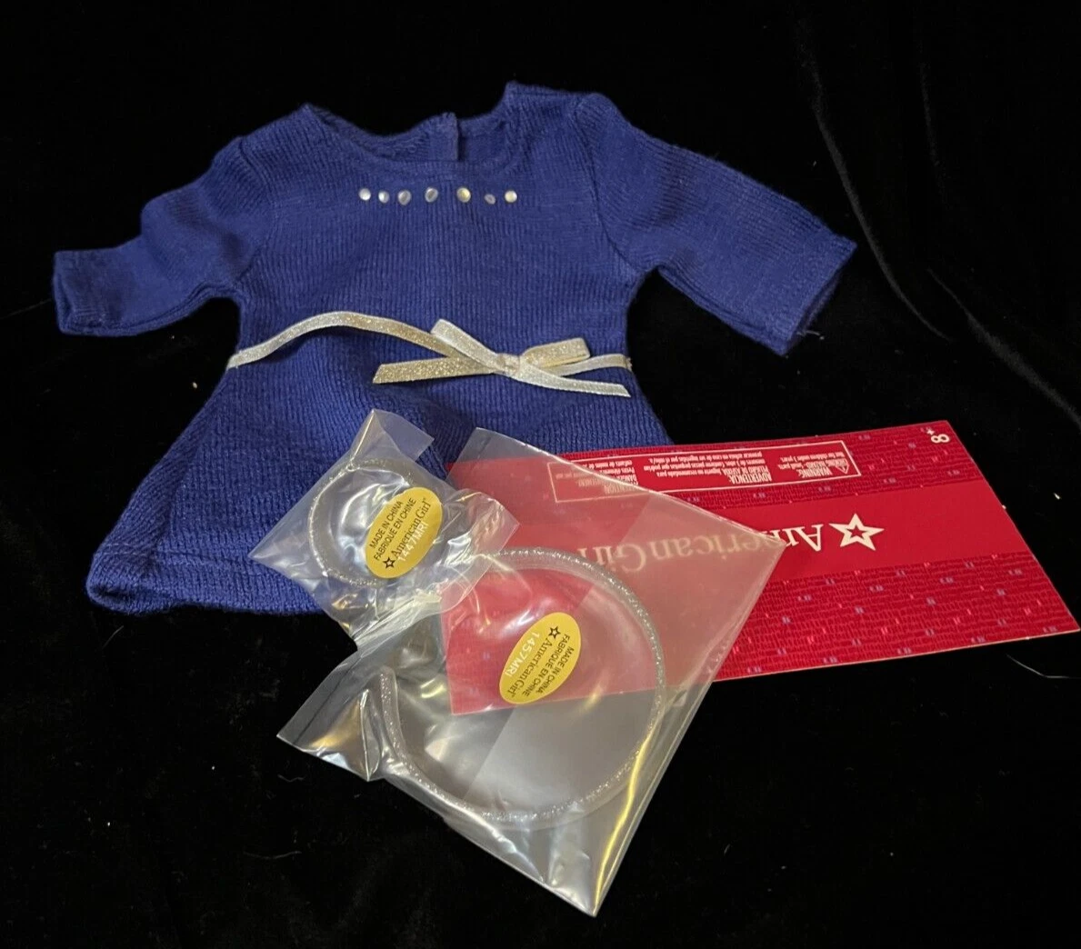 VETEMENTS Abito bambina americana blu con borchie strass nuovo b1