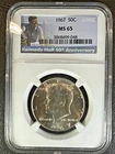 1967 KENNEDY Half Dollar * NGC MS65 * UNCIRCULATED * "50th Anniversary Label"
