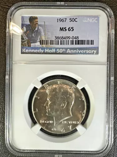 1967 KENNEDY Half Dollar * NGC MS65 * UNCIRCULATED * "50th Anniversary Label"