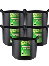 VIVOSUN 1 Gallon Heavy Duty Fabric Pots Grow Bags with Handles - 5 Pack